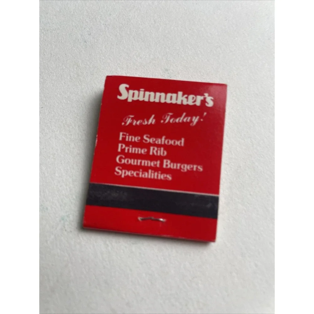 Vintage‎ Matchbook Spinmaker's Restaurant Fine Seafood Prime Rib Gourmet Burgers